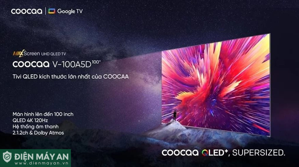 Smart Tivi QLED Coocaa 4K 100 inch 100A5D